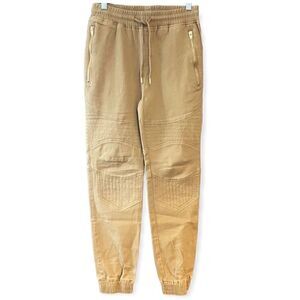 NX3 S Khaki HipHop Dance Baggy Waist Tie Padded Knee Stretch Cuffed Pants